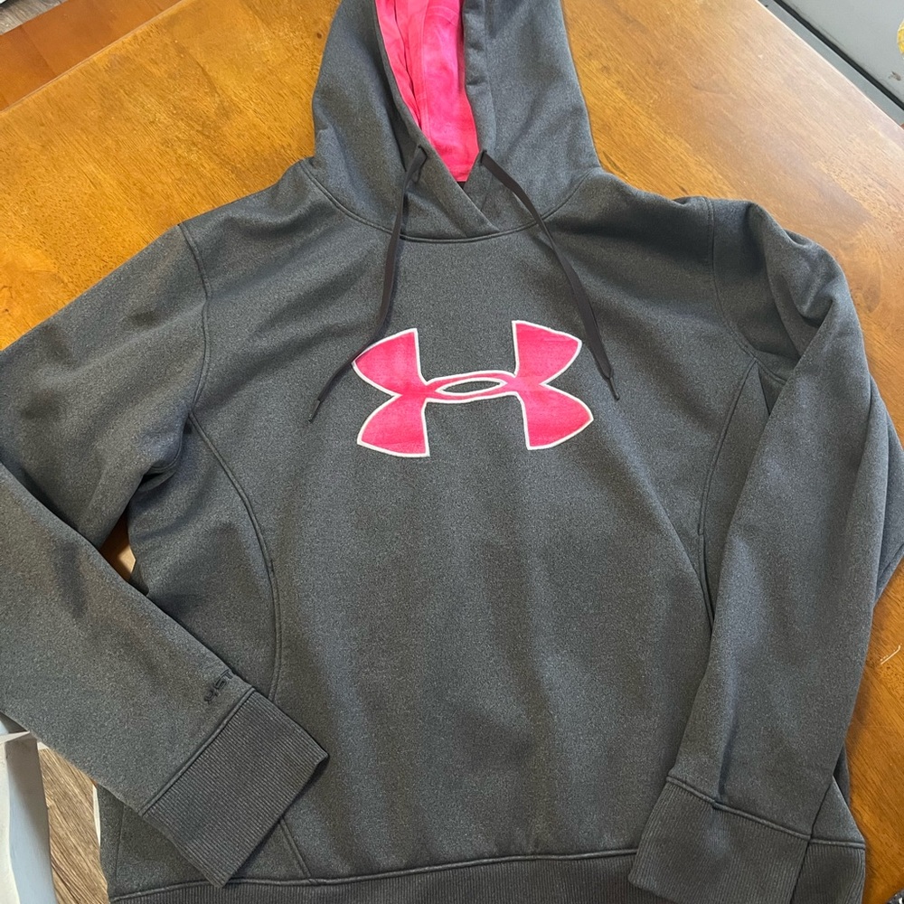Under Armor ColdGear Hoodie Logo Womens Large Sweatshirt Hooded Pullover